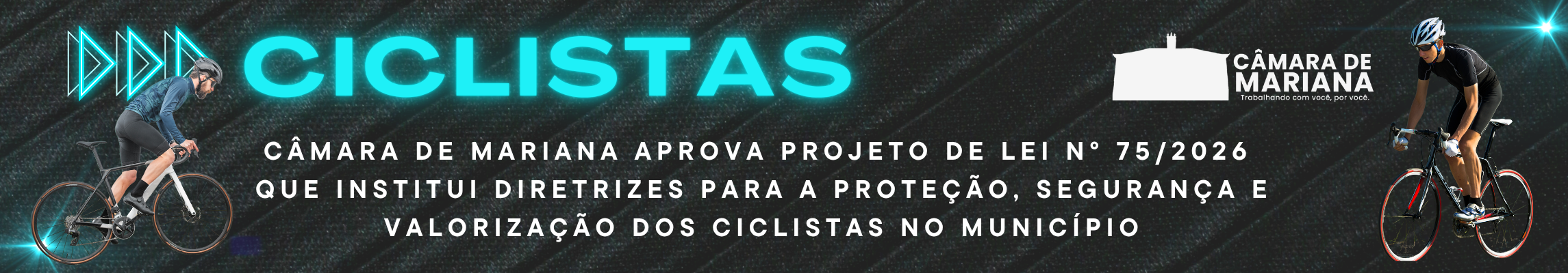 Câmara de Mariana cria projeto de lei que cria diretrizes de proteção a ciclistas.