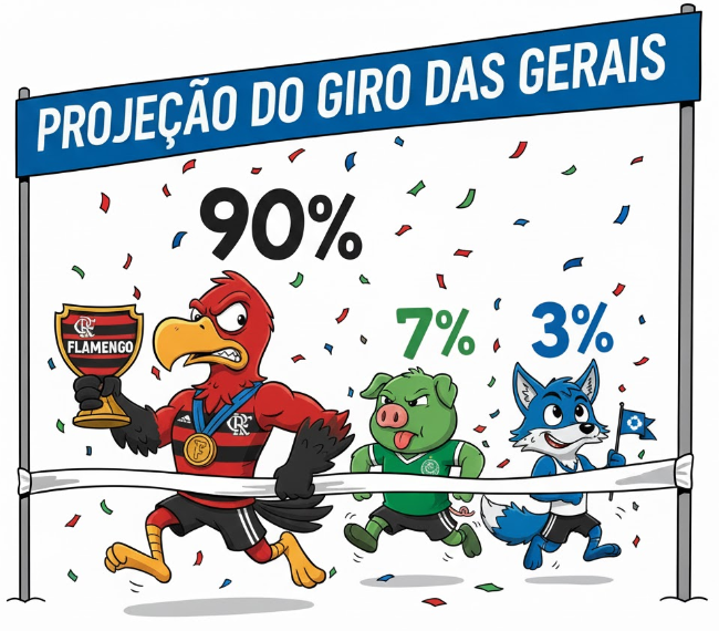 Flamengo lidera com folga; Palmeiras e Cruzeiro ainda correm por fora.