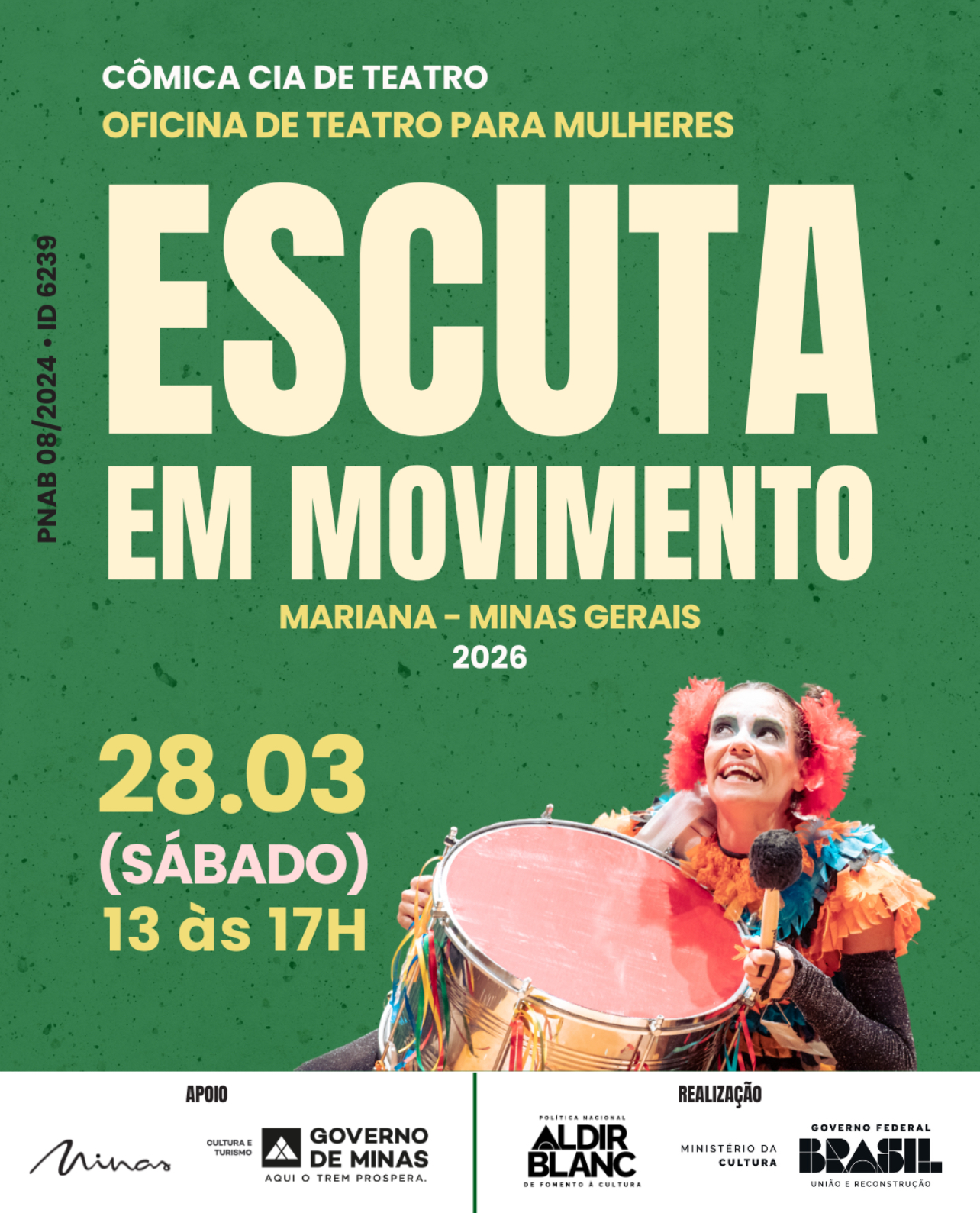 Oficina de teatro voltada a mulheres propõe práticas de escuta e expressão corporal em Mariana