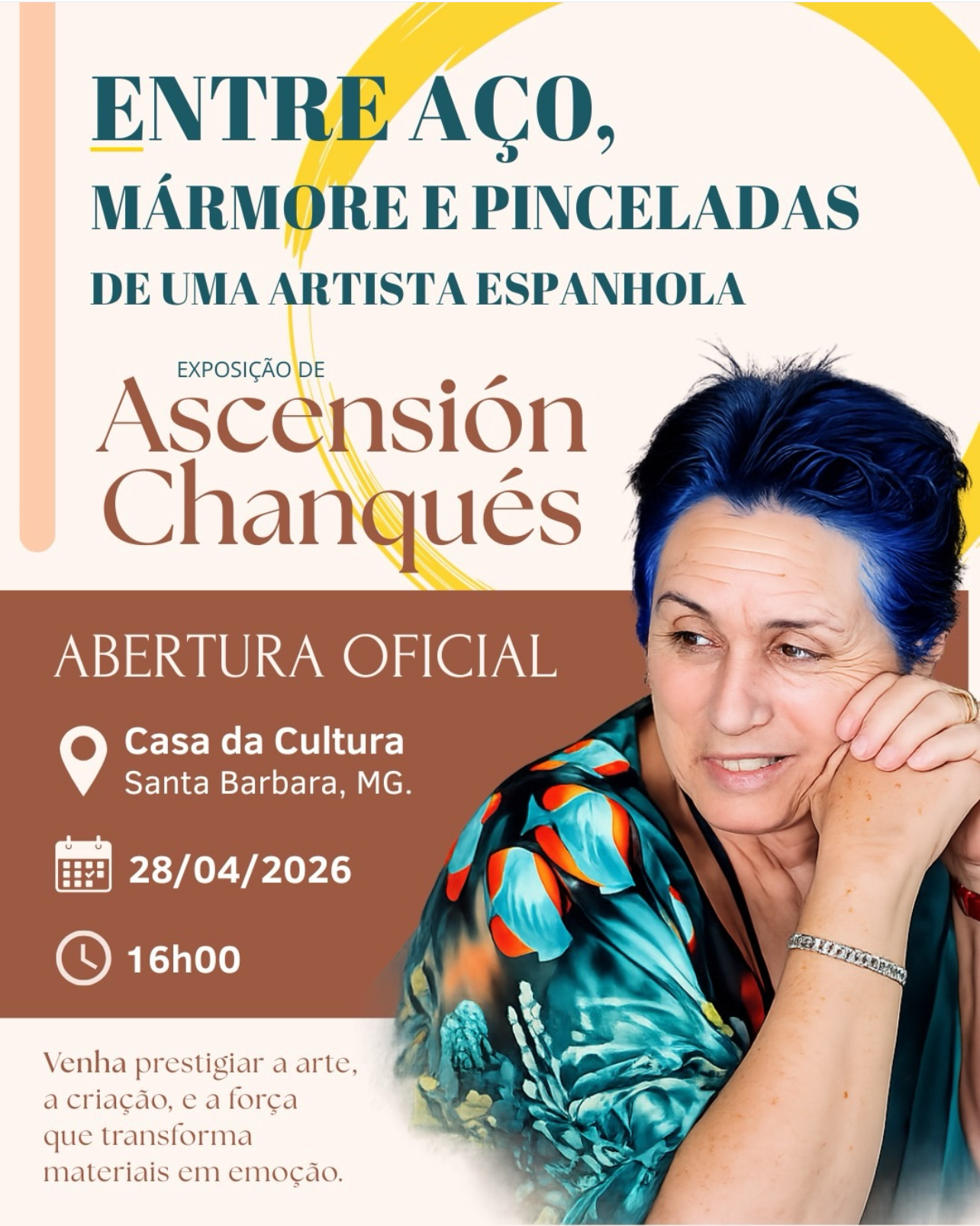 Mostra de artista espanhola ocupa Santa Bárbara com pinturas e esculturas