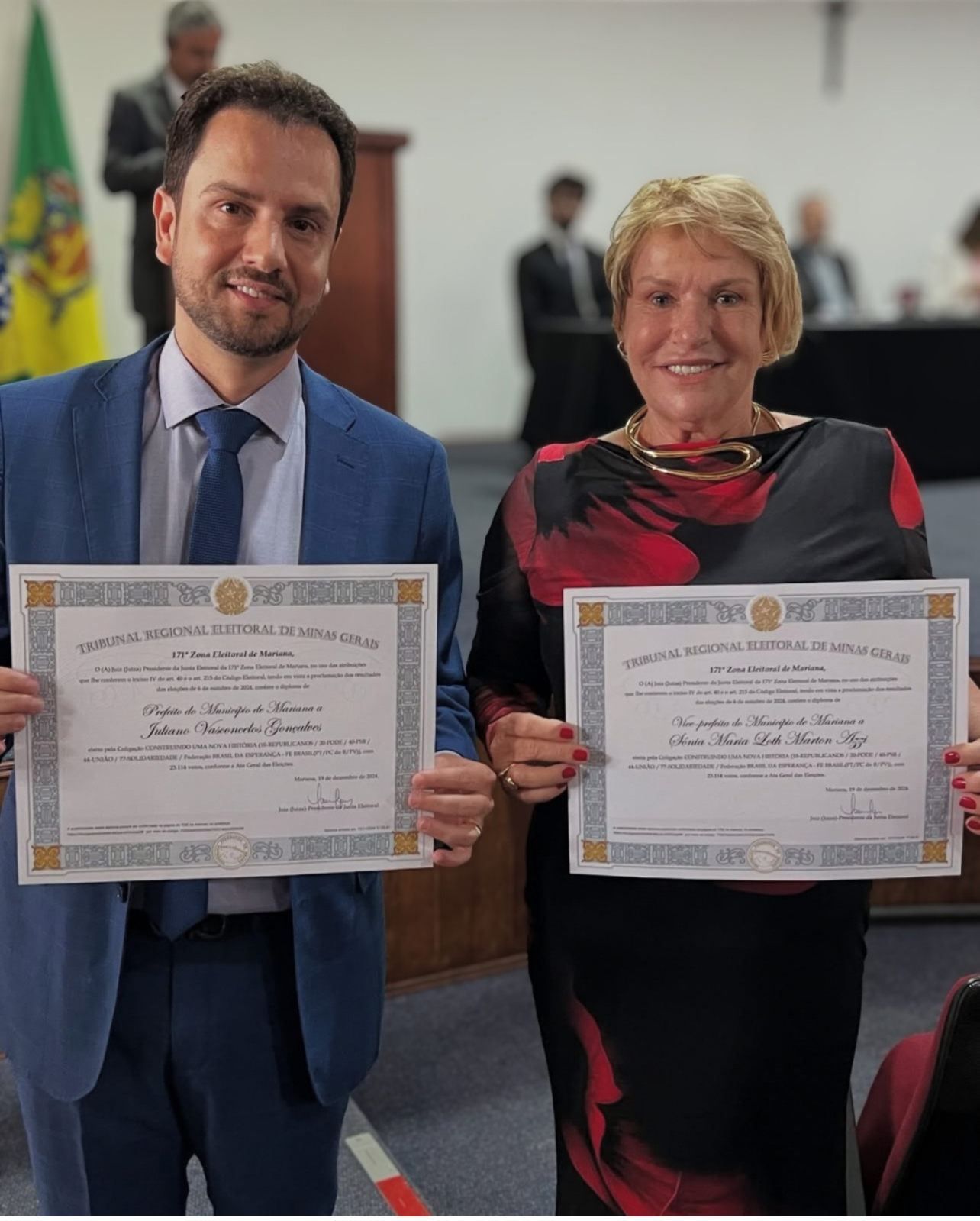 Por unanimidade, TSE mantém chapa de Juliano Duarte e Sônia Azzi em Mariana