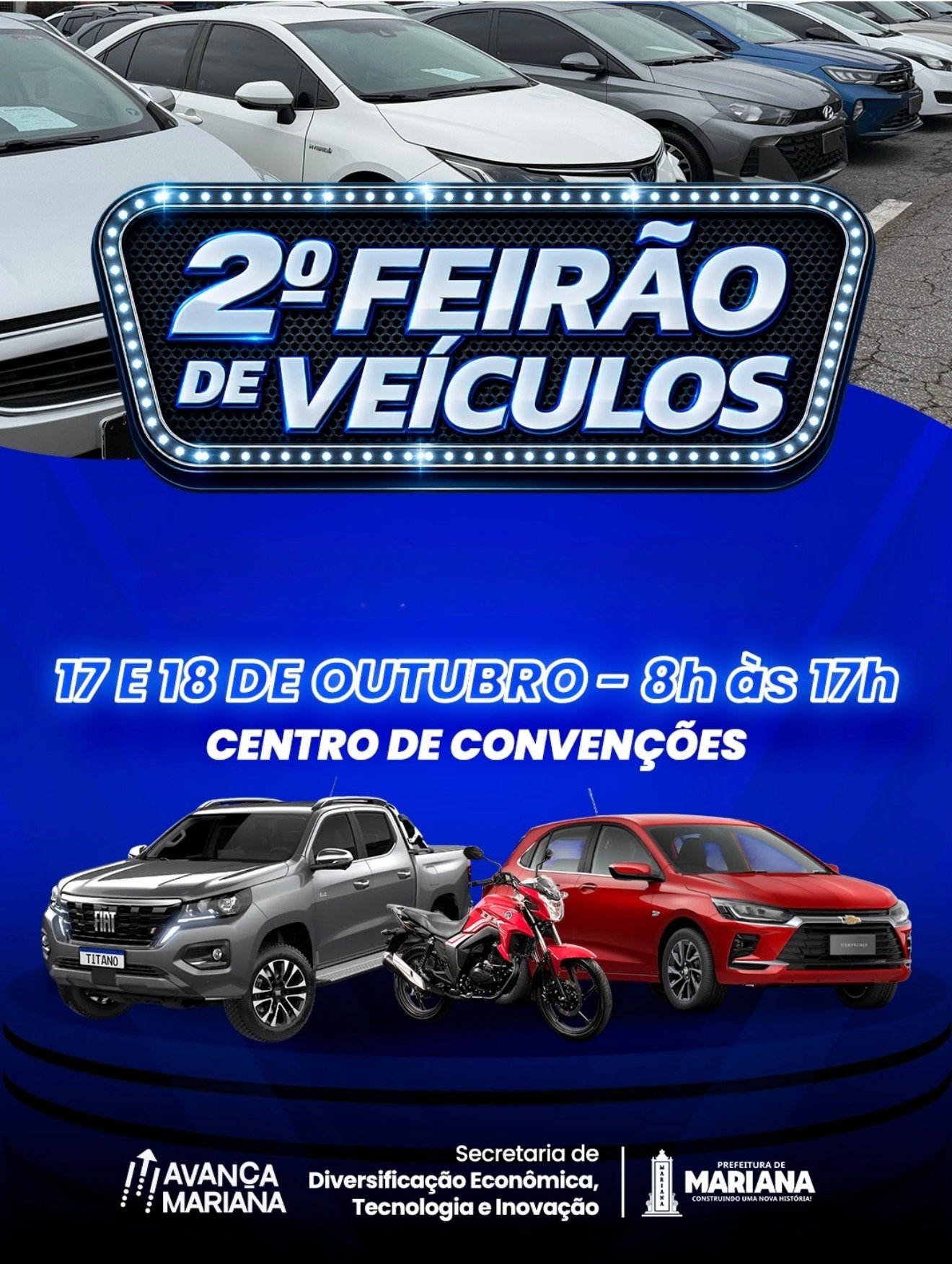 Feirão de Veículos reúne ofertas de carros e motos neste fim de semana